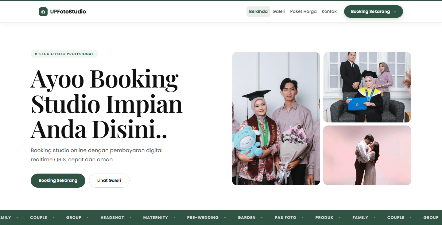 UPFotoStudio — Photo Studio Booking System